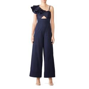 Fame & Partners Los Feliz Jumpsuit One Shoulder Sleeveless Navy Blue Size 2